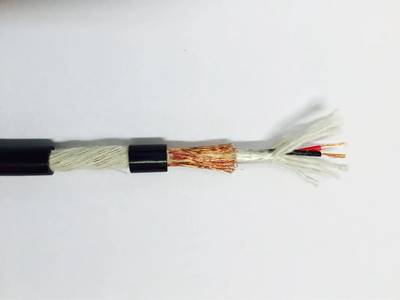 Cable 2 × 0,25 mm² (hilos Ø0,10) · Malla helicoidal algodón + Malla trenzada Cu rojo — Conduplast